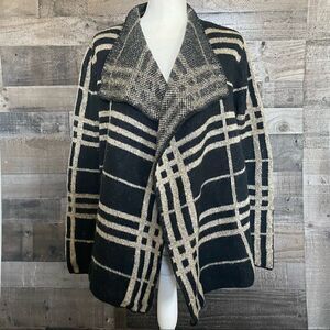 Sioni open cozy cardigan sweater black/ tan